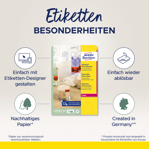 AVERY ZWECKFORM Etiketten 63,5x29,6mm L6003-25 rot,non-perm. 675 Stk./25 Bl.