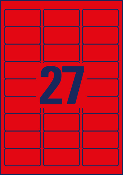 AVERY ZWECKFORM Etiketten 63,5x29,6mm L6003-25 rot,non-perm. 675 Stk./25 Bl.