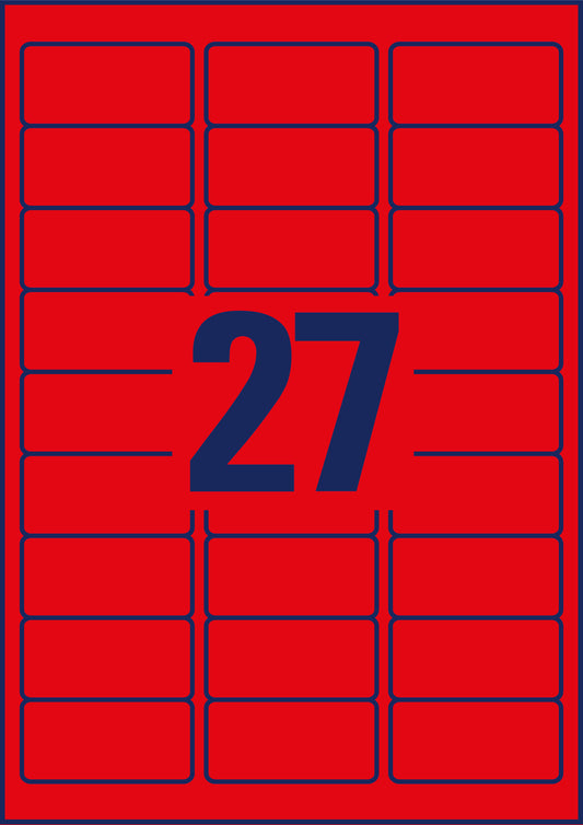 AVERY ZWECKFORM Etiketten 63,5x29,6mm L6003-25 rot,non-perm. 675 Stk./25 Bl.