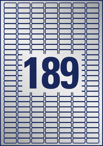 AVERY ZWECKFORM Typenschild-Etik. 25,4x10mm L6008-20 silber, Laser 3780 St./20 Bl.