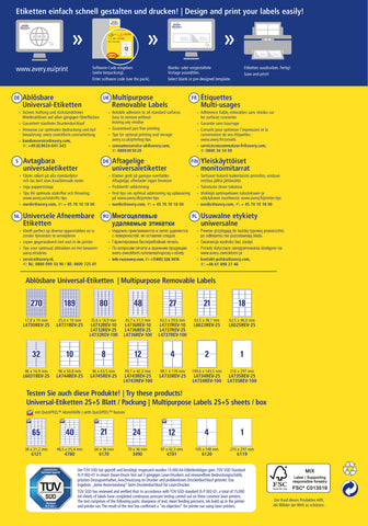 AVERY ZWECKFORM Universal-Etiketten 525x212mm L6027REV-25 weiss 30 Blatt