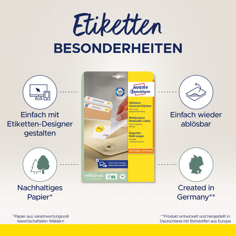 AVERY ZWECKFORM Universal-Etiketten 525x212mm L6027REV-25 weiss 30 Blatt