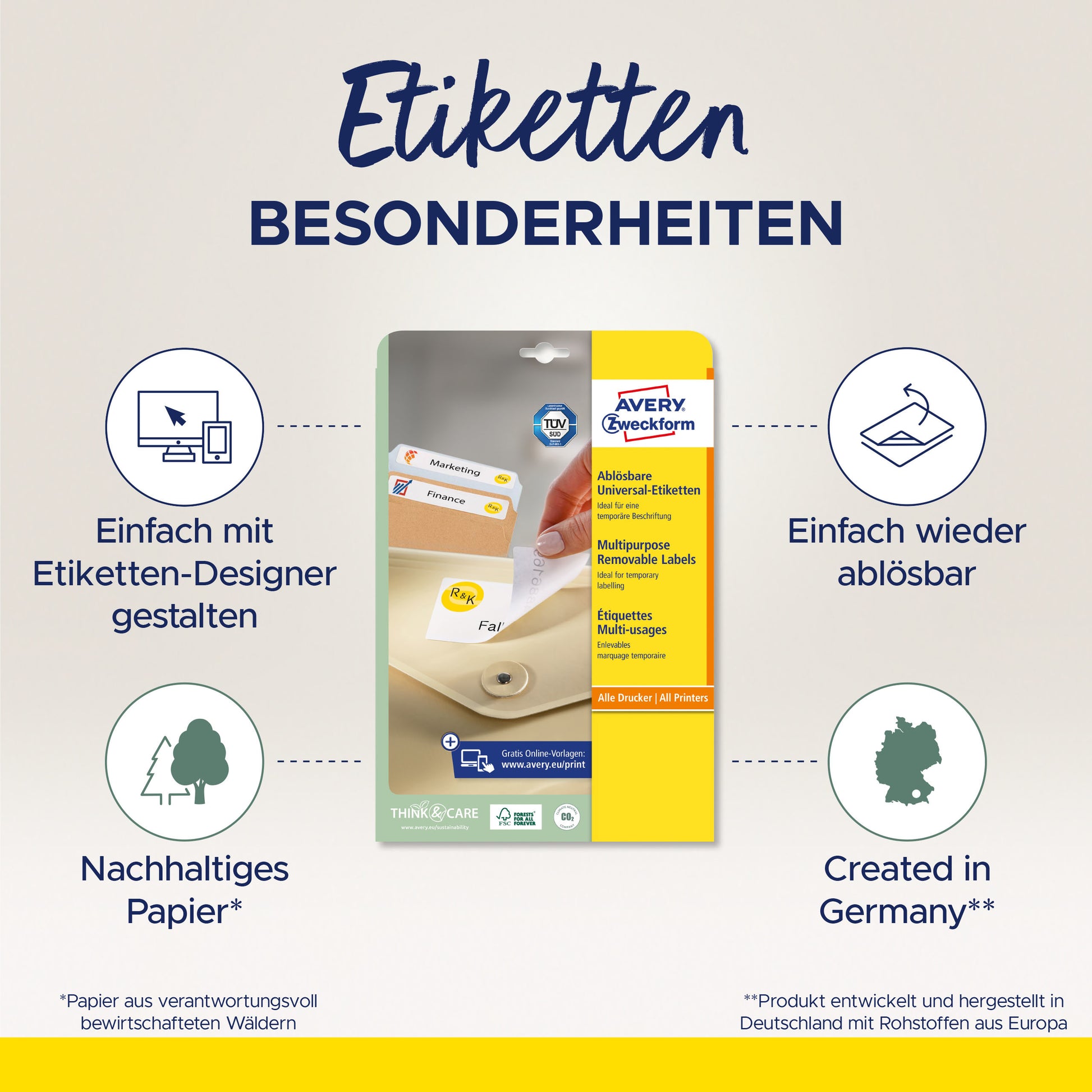 AVERY ZWECKFORM Universal-Etiketten 105x148mm L6028REV-25 weiss 30 Blatt