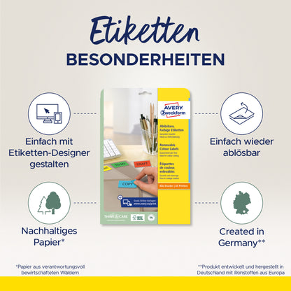 AVERY ZWECKFORM Etiketten 45,7x21,2mm L6039-20 blau 960Stk./20Bl.