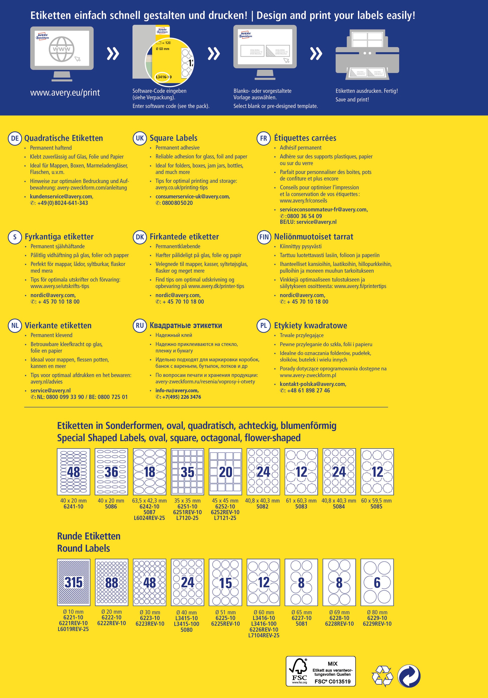 AVERY ZWECKFORM Etiketten QR Code 35x35mm L7120-25 blickdicht 875 Stück