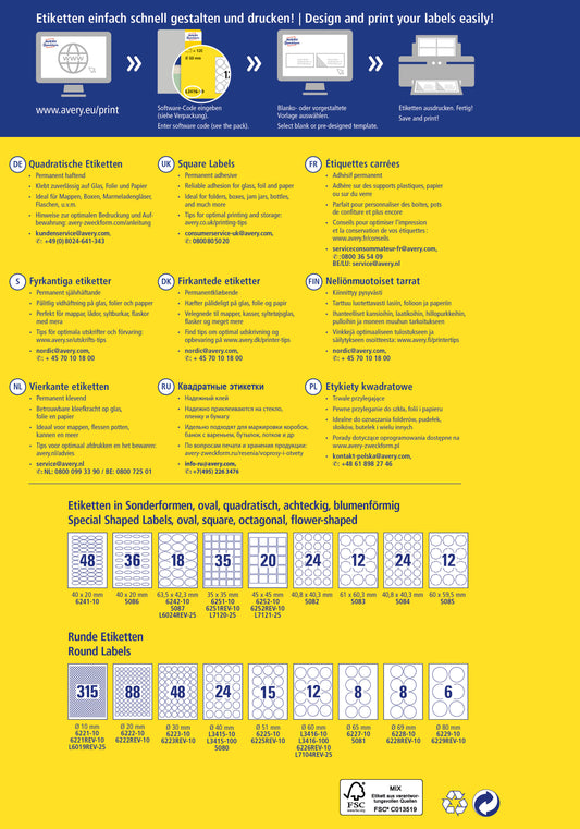 AVERY ZWECKFORM Etiketten QR Code 45x45mm L7121-25 500 Stück