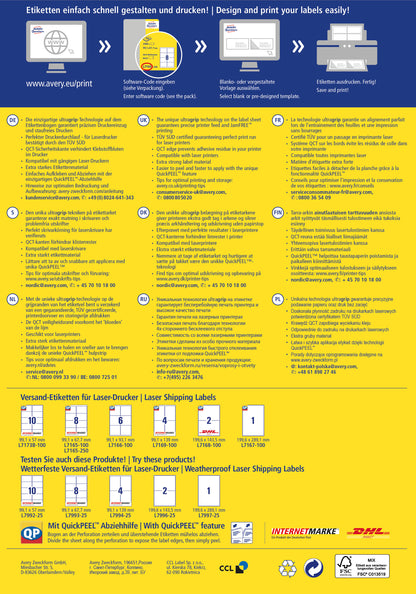 AVERY ZWECKFORM Adressetiketten 99,1x67,7mm L7165-250 weiss 2000 Stk./250 Blatt