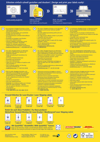 AVERY ZWECKFORM Adressetiketten 99,1x67,7mm L7165-250 weiss 2000 Stk./250 Blatt