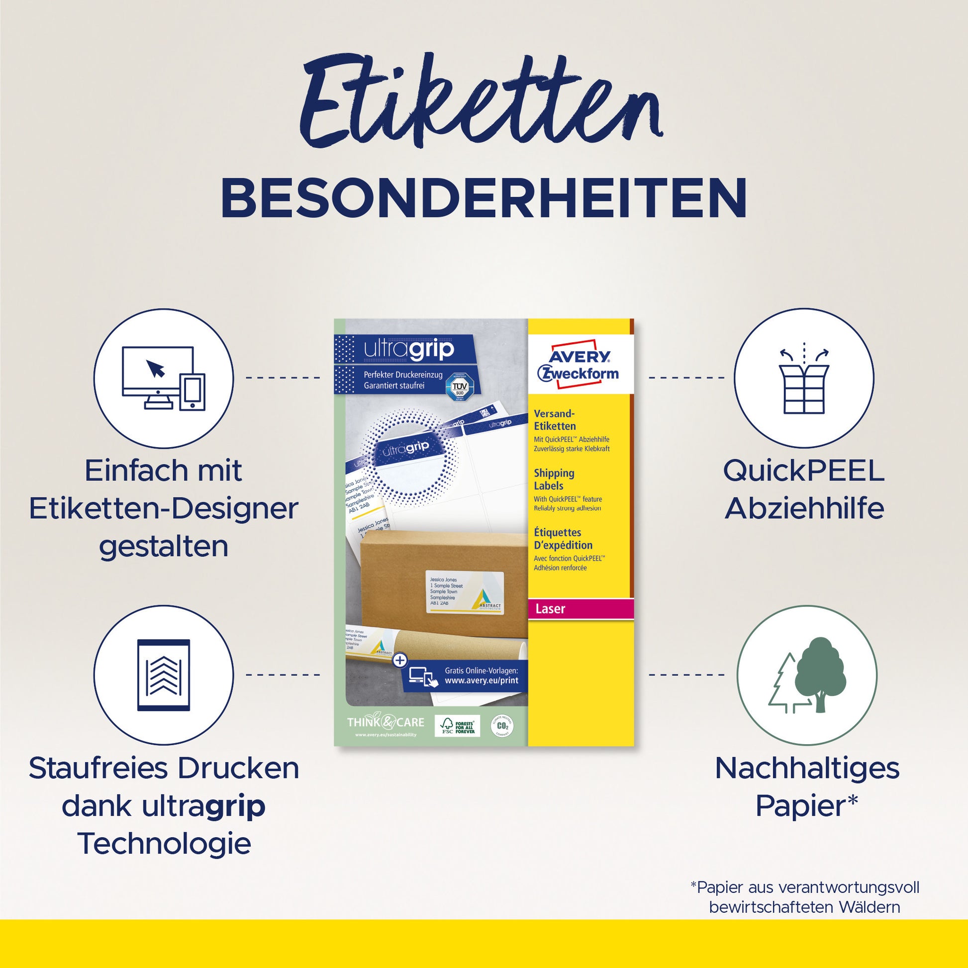 AVERY ZWECKFORM Versandetiketten 199,6x289,1mm L7167-100 weiss 100 Stk./100 Blatt