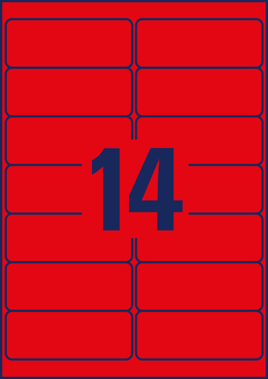 AVERY ZWECKFORM Etiketten 99,1x38,1mm L7263R-25 rot 350 Stück