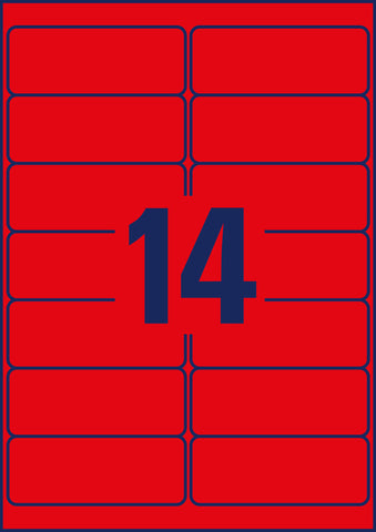 AVERY ZWECKFORM Etiketten 99,1x38,1mm L7263R-25 rot 350 Stück