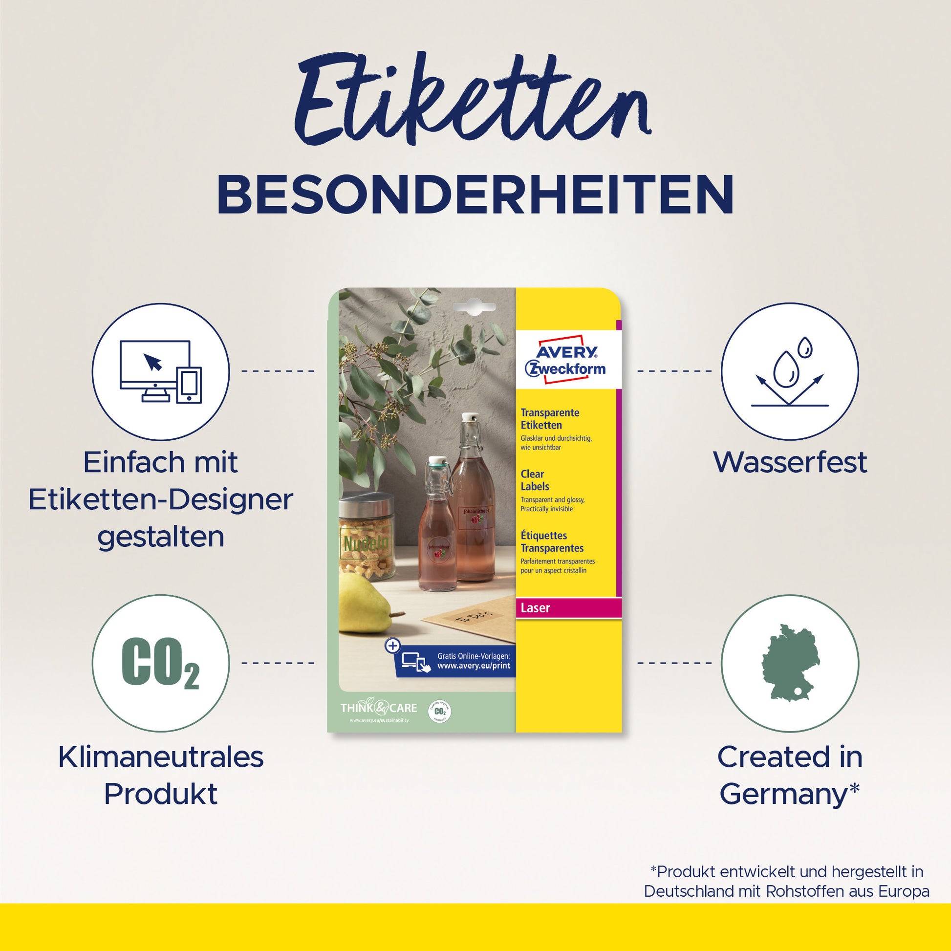 AVERY ZWECKFORM Etiketten 210x297mm L7784-25 transparent 25 Stück