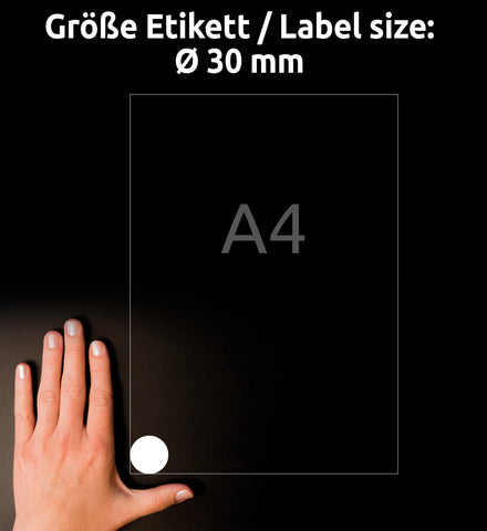 AVERY ZWECKFORM Prüfplaketten A4 , 30mm L7802-10 weiss, non-perm. 10 Bl.240Stk.