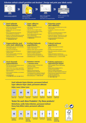AVERY ZWECKFORM Etiketten Universal 210x297mm L7877-20 20 Blatt