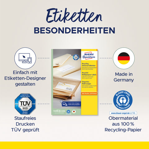 AVERY ZWECKFORM Etiketten 48x105mm LR3424-10 weiss, perm. 10 Blatt/12 Stk.