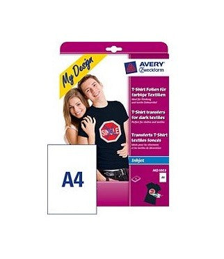 AVERY ZWECKFORM Textilfolie Iron-on A4 MD1003 Inkjet farbige Textil. 4 Stk.