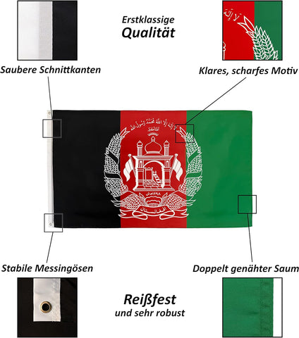 Afghanistan Flagge-90 x 150 cm-Flaggen mit top Qualität, hochwertiger Verarbeitung und kräftigen Farben