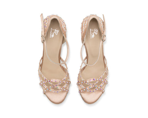 Talita - Кремові атласні танцювальні черевики з блиском Swarovski ✨💃