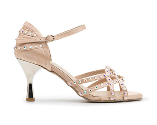 Talita - Chaussures de danse en satin crème avec éclat Swarovski ✨💃