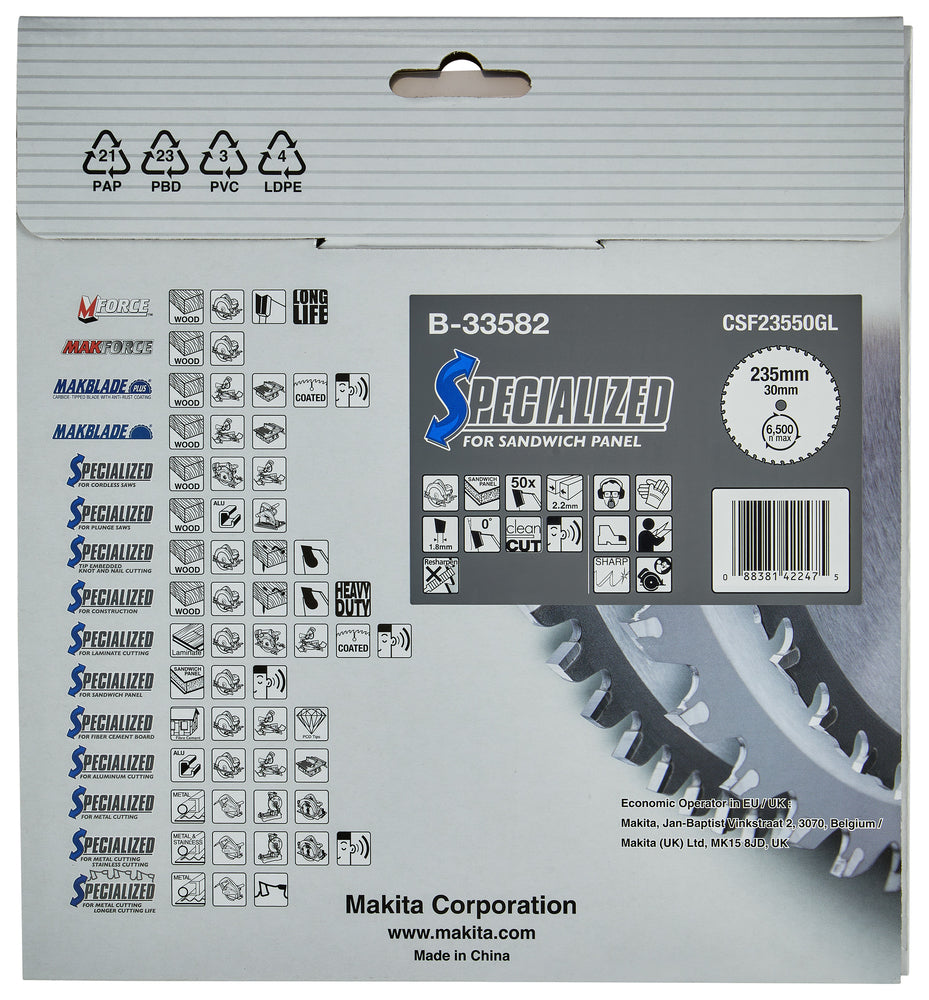 
          SPECIALIZED Sägeblatt für Sandwichpaneelen 235/30 mit Handkreissäge
          B-33582
        