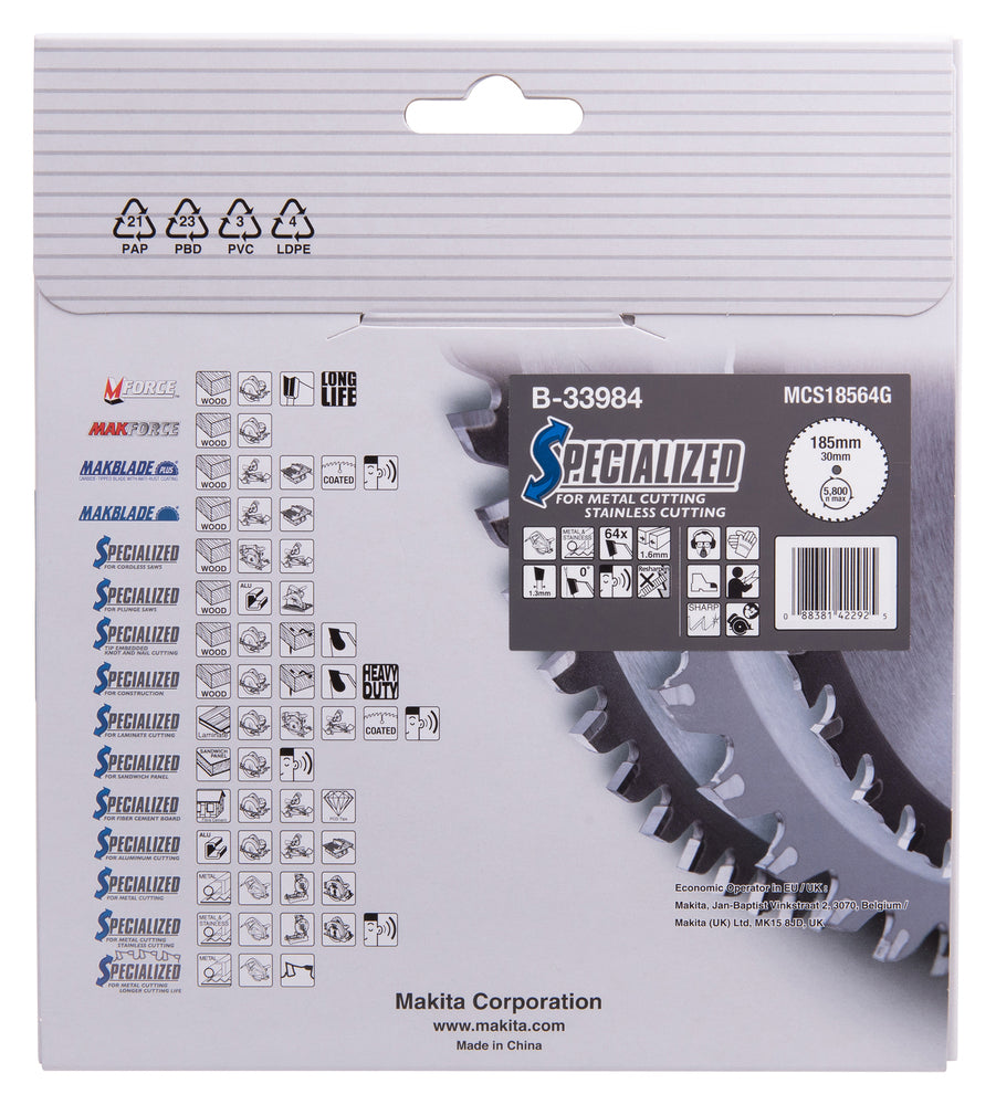 
          SPECIALIZED Sägeblatt 185/30 für Metall-Trennsägen
          B-33984
        