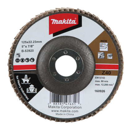 
          Fächerscheibe "Z" 125/22,23 - Korn 40
          B-53920
        