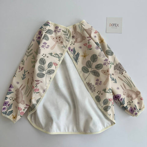 Handmade Waterproof Long-Sleeve Bib – Forest Animals Print
