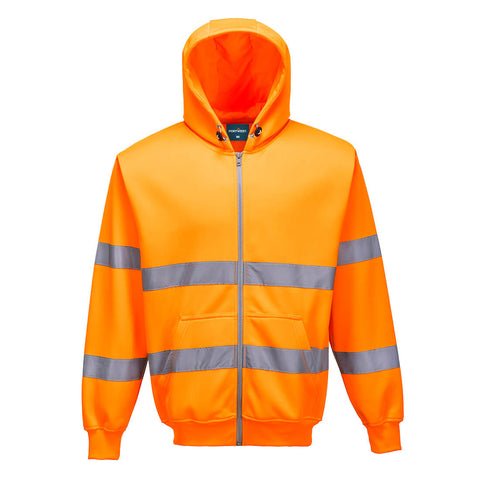 Warnschutz- Kapuzensweatjacke mit Reißverschluss