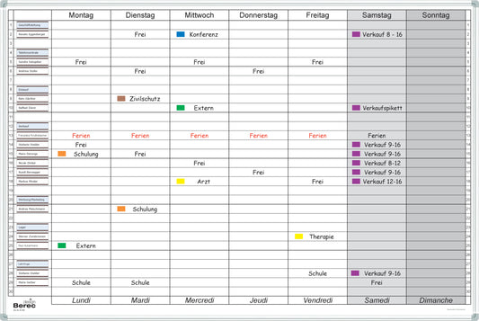 BEREC Wochenplaner 60 x 90cm B 326 für 30 Personen