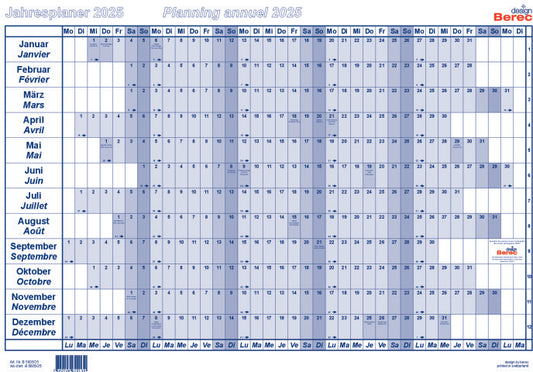 BEREC Papierjahresplaner 2025 B 5605/25 1J/1S blau A5