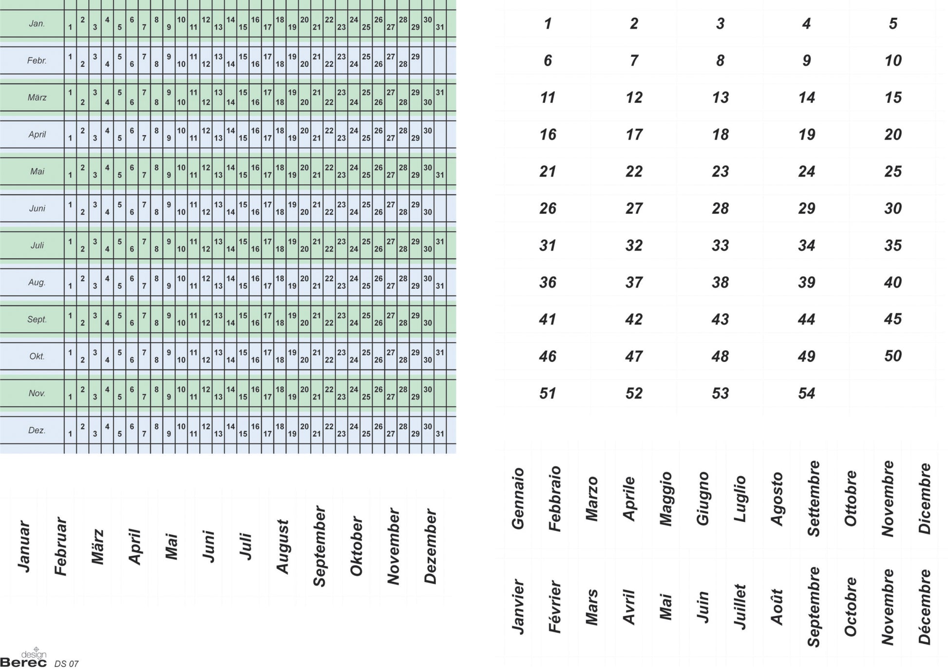 BEREC Datumsstreifenset DS 07 7-Tage-Woche