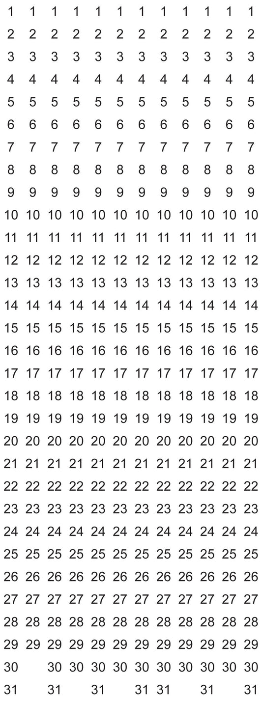 BEREC Datumsstreifen 1-31 DS 24 magnetisch vertikal 12 Stk.