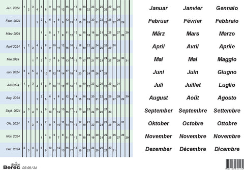 BEREC Datumsstreifenset 2025 DS05/25 selbstklebend 5-Tage-Woche