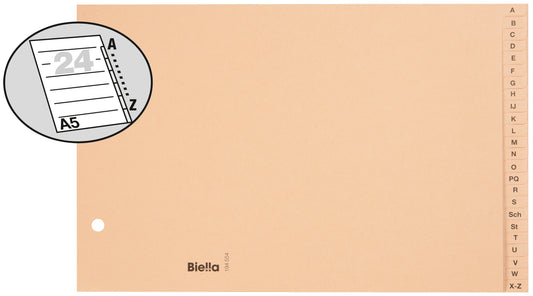 BIELLA Kartonregister A5 19455400U braun A-Z 24-teilig