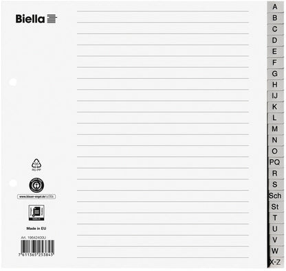 BIELLA Register PP A4 1/2 H. 19642400U grau A-Z 24-teilig