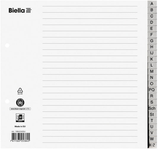 BIELLA Register PP A4 1/2 H. 19642400U grau A-Z 24-teilig