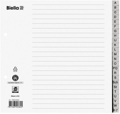 BIELLA Register PP A4 1/2 H. 19642400U grau A-Z 24-teilig