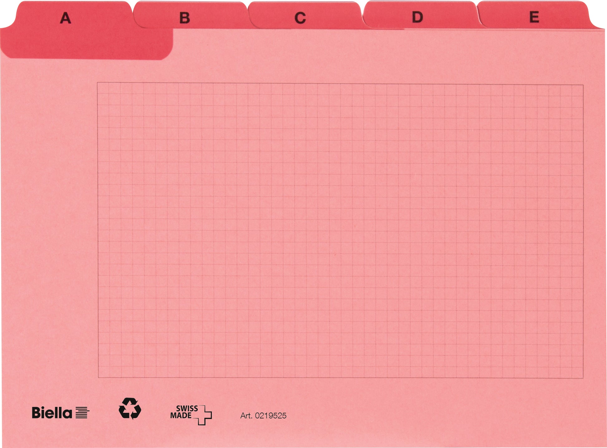 BIELLA Kartei-Leitkarten A-Z A5 21952545U rot kariert 25-teilig