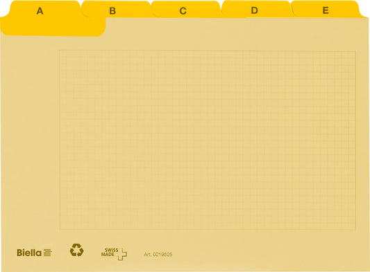 BIELLA Kartei-Leitkarten A-Z A7 21972520U gelb kariert 25-teilig