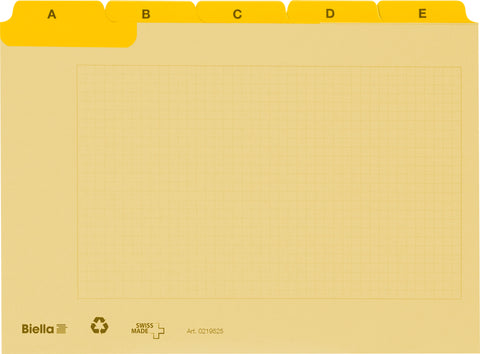 BIELLA Kartei-Leitkarten A-Z A7 21972520U gelb kariert 25-teilig