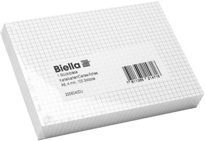 BIELLA Karteikarten kariert 4mm A6 23060400U weiss 100 Stück