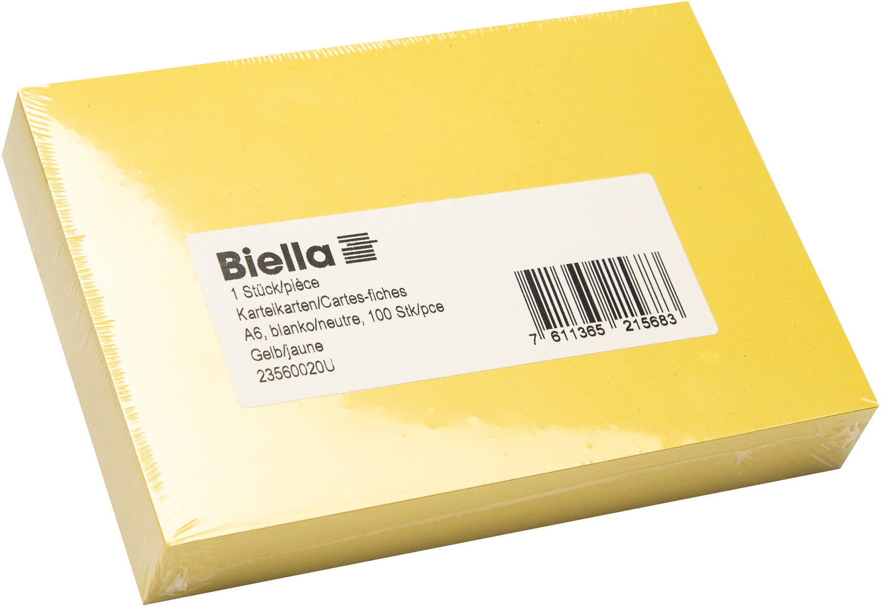 BIELLA Karteikarten blanko A6 23560020U gelb 100 Stück