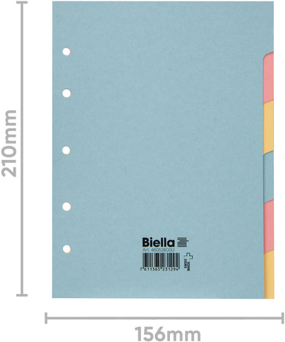 BIELLA Kartonregister A5 46052600U pastell 6-teilig