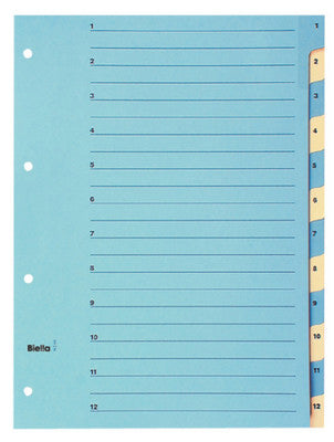 BIELLA Kartonregister 210g A4 46244100U blau/gelb 1-12