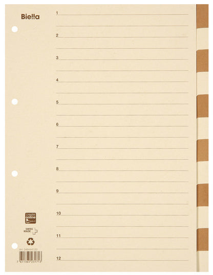 BIELLA Kartonregister A4 46444100U braun/beige 12-teilig