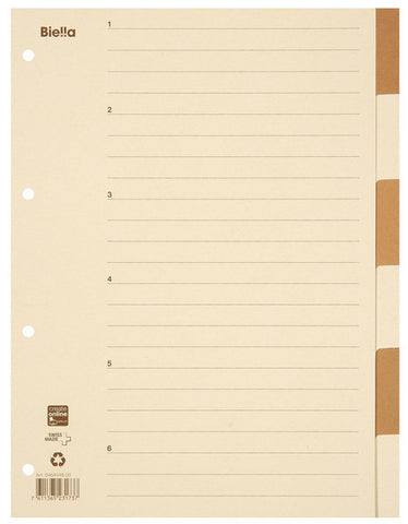 BIELLA Kartonregister A4 46444600U braun/beige 6-teilig