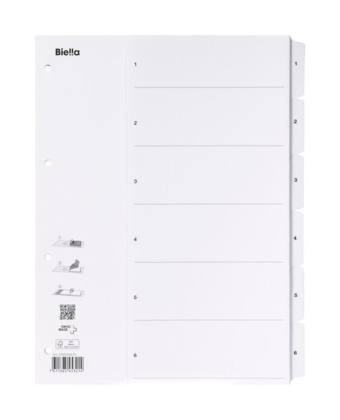 BIELLA Kartonregister SmartIndex A4 46940601U weiss 1-6