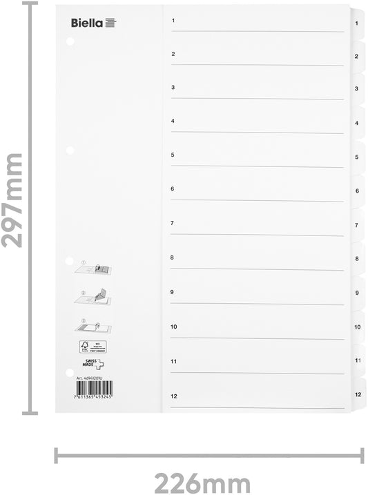 BIELLA Kartonregister SmartIndex A4 46941201U weiss 1-12