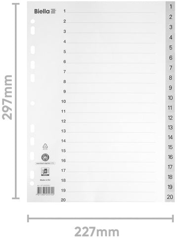 BIELLA Register PP A4 47142000U grau 1-20