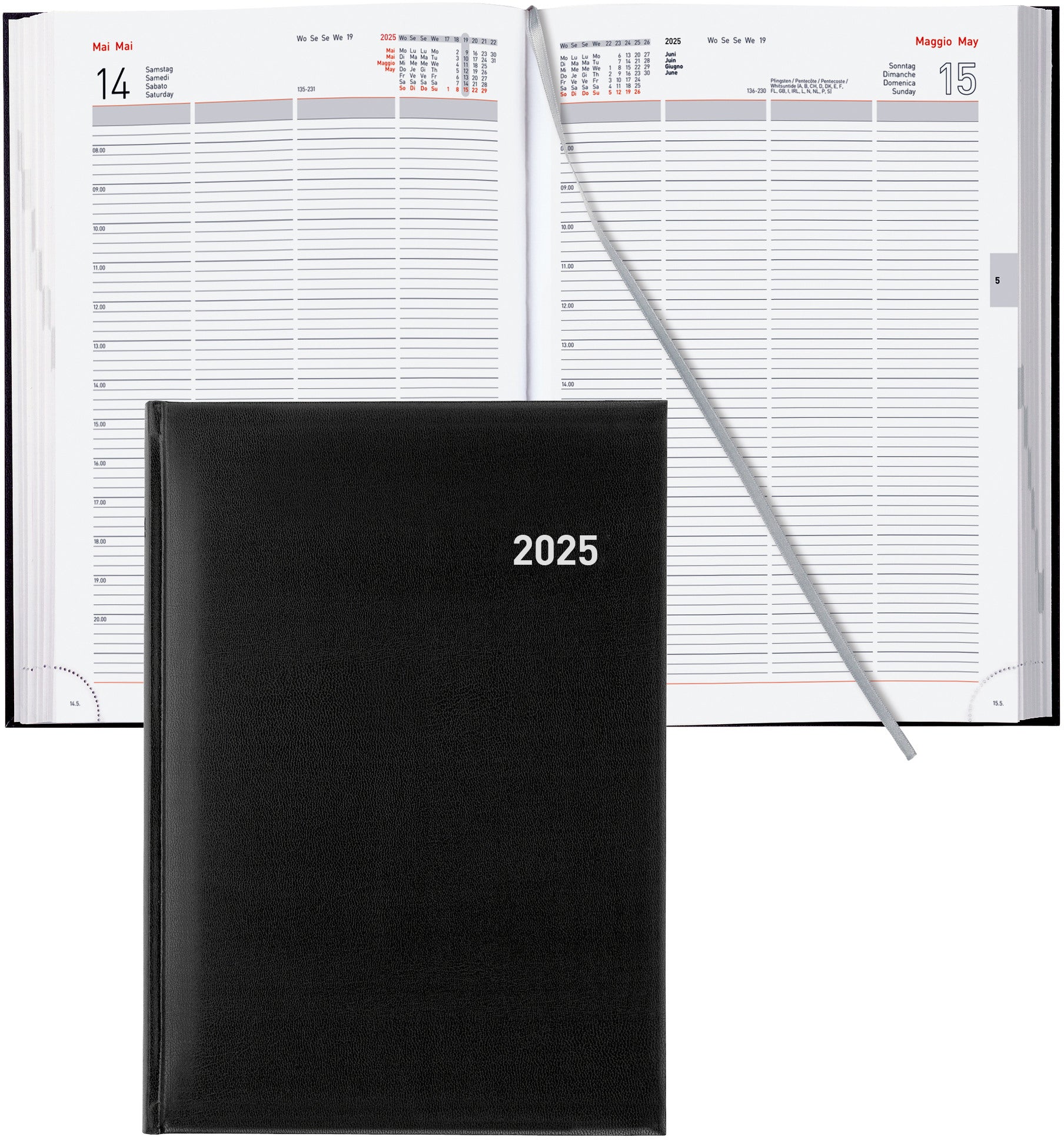 BIELLA Geschäftsagenda Quattro 2025 803410020025 1T/1S schwarz ML 21x29.7cm